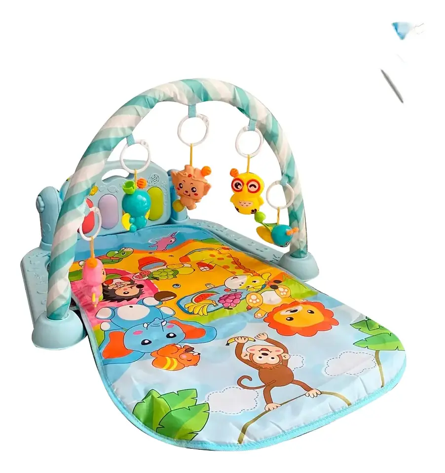 Entretenedor Gimnasio Para Bebes 3 En 1 + Tablero Con Sonido CELESTE
