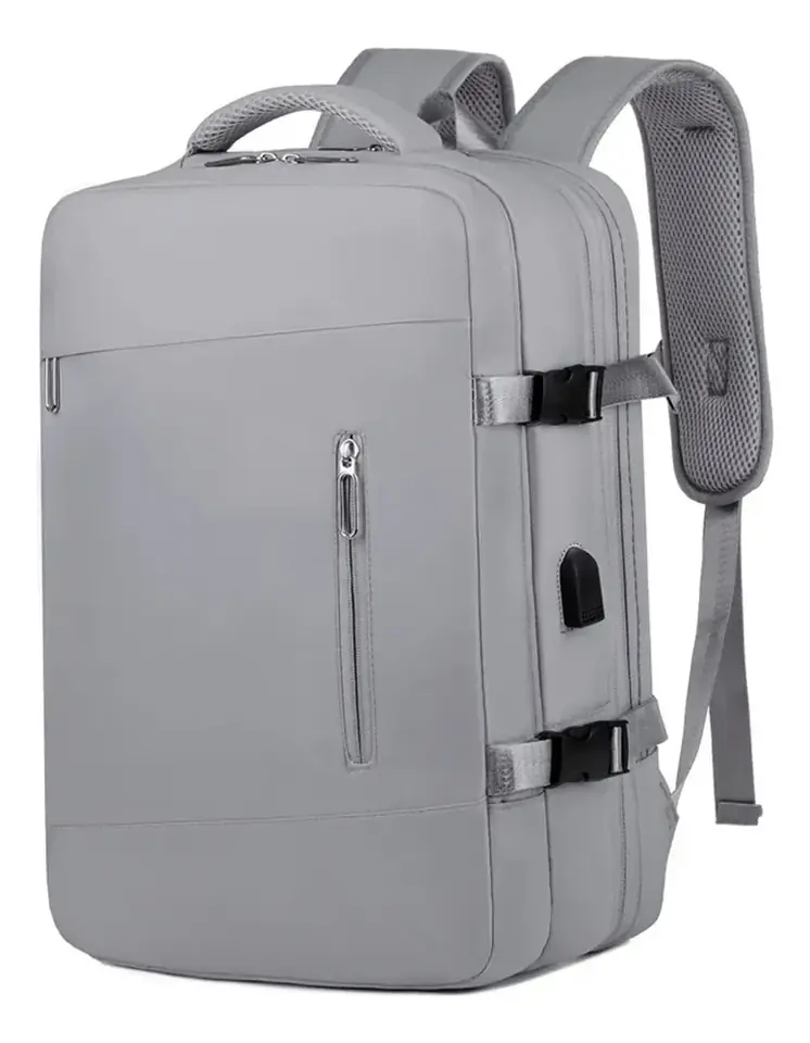 Mochila De Computador De Grande Capacidad Ideal Para Viajar Rosada y Gris