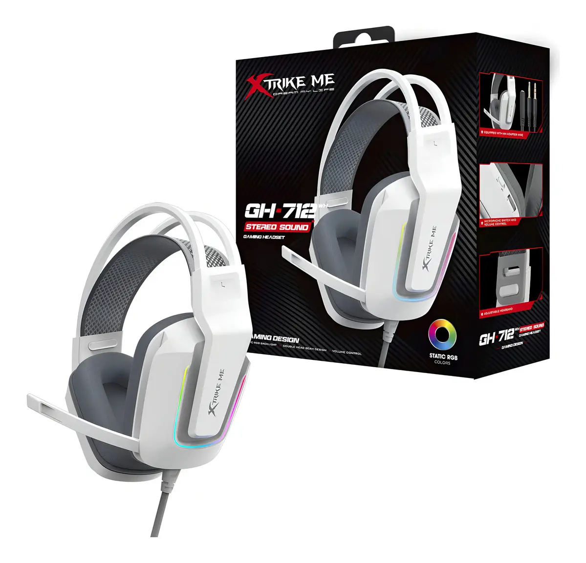 Auriculares Gamer Xtrike Me Gh-712 blanco Iluminados