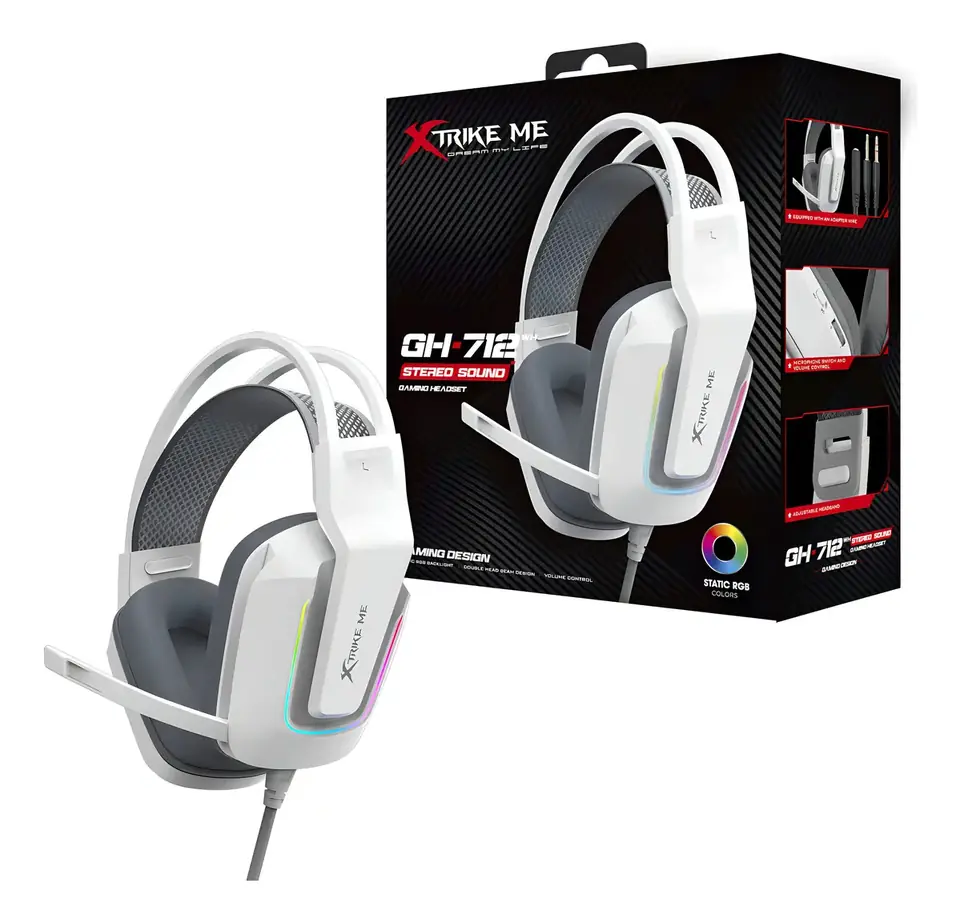 Auriculares Gamer Xtrike Me Gh-712 blanco Iluminados