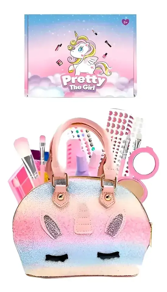 Set Maquillaje Infantil Unicornio En Cartera Brillante