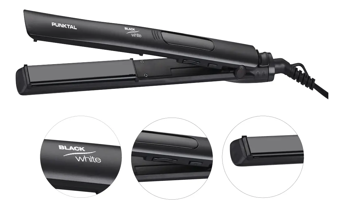Planchita De Pelo Alisadora Punktal Pk-bw325 Ceramic Ion Color Negro