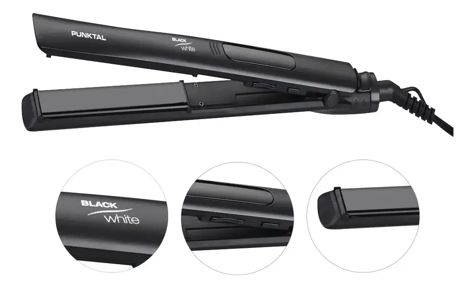 Planchita De Pelo Alisadora Punktal Pk-bw325 Ceramic Ion Color Negro