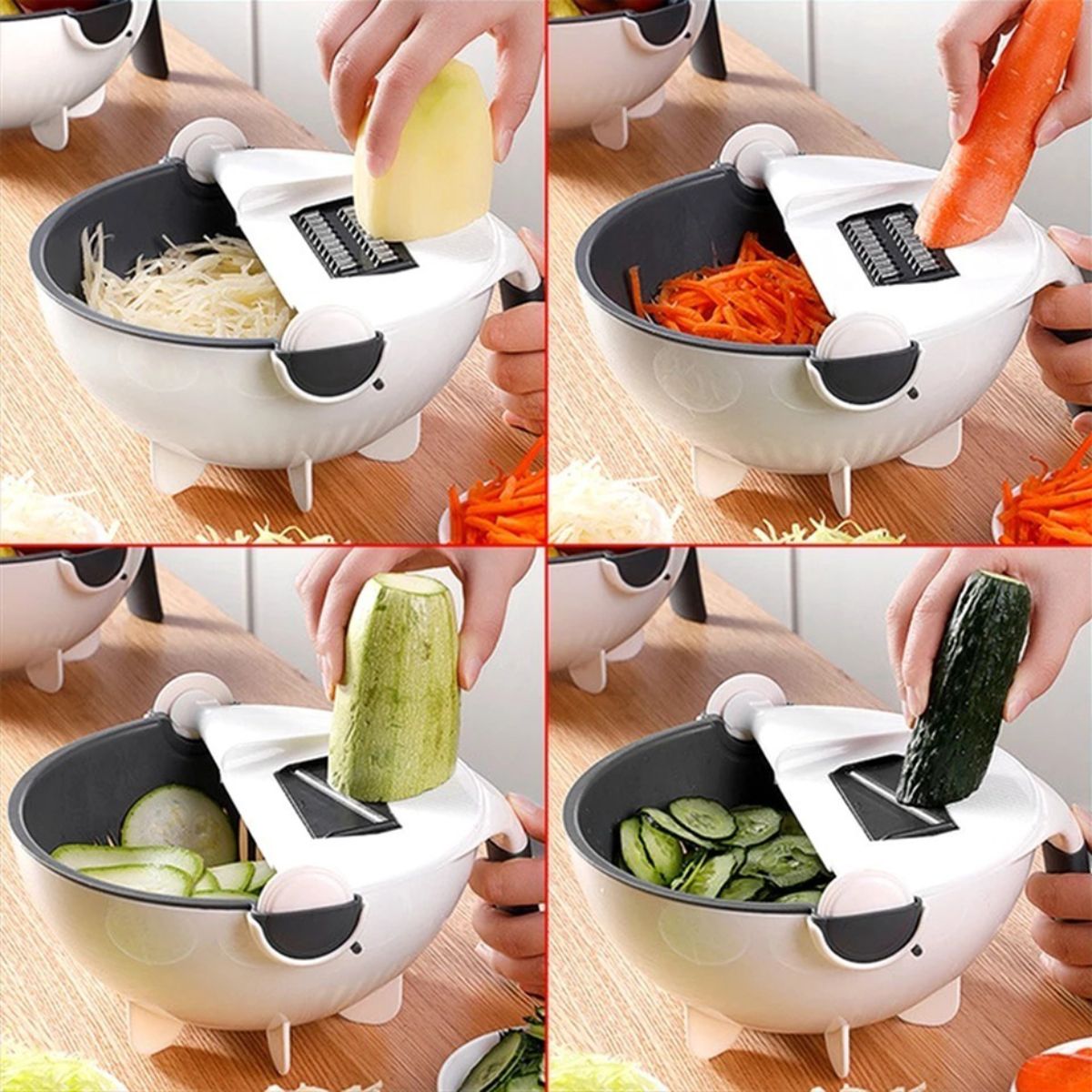 RALLADOR REBANADOR Y ESCURRIDOR DE VEGETALES