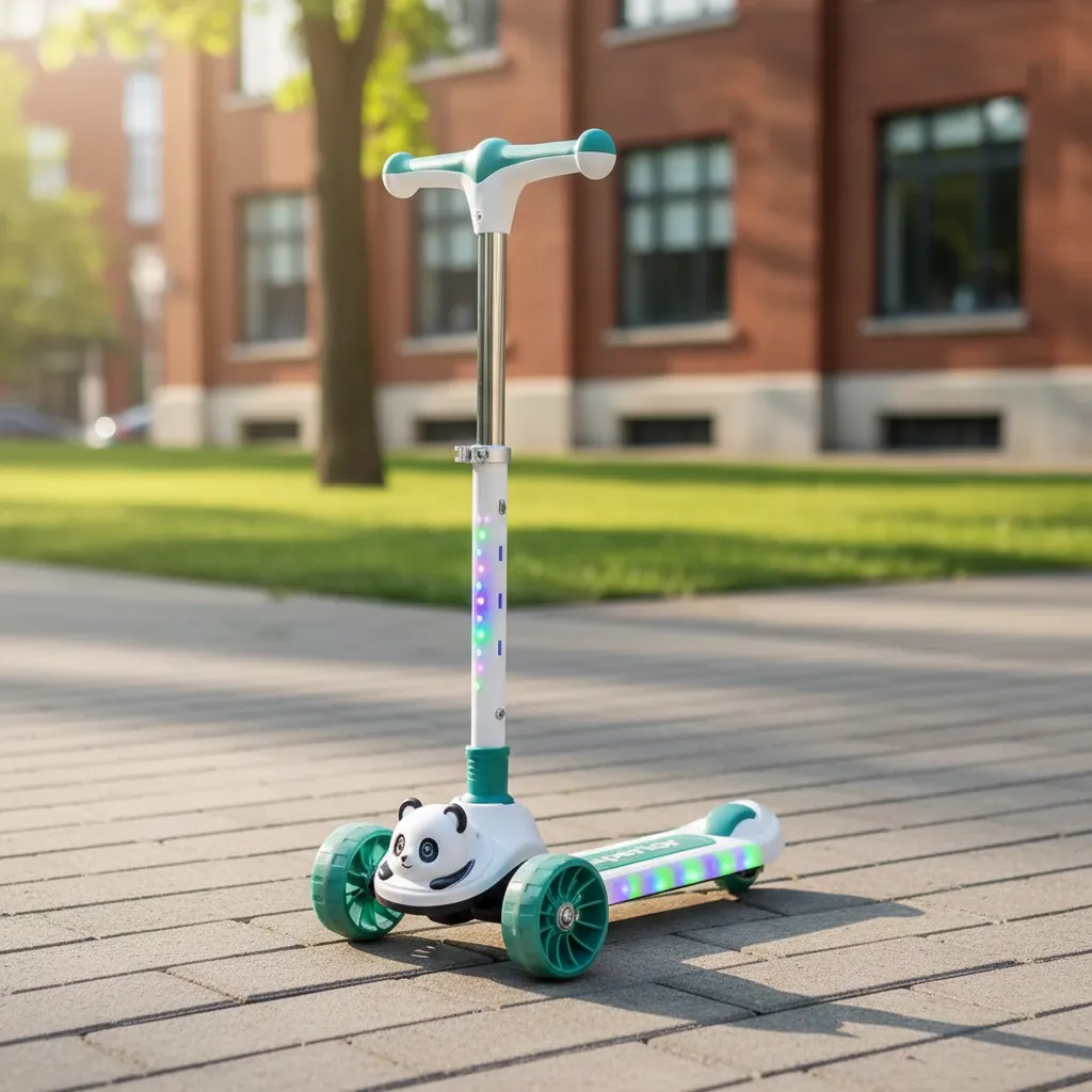 Monopatin Tripatin Scooter Panda Altura Regulable Luz Musica Rosa -verde