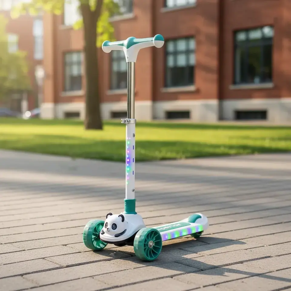 Monopatin Tripatin Scooter Panda Altura Regulable Luz Musica Rosa -verde
