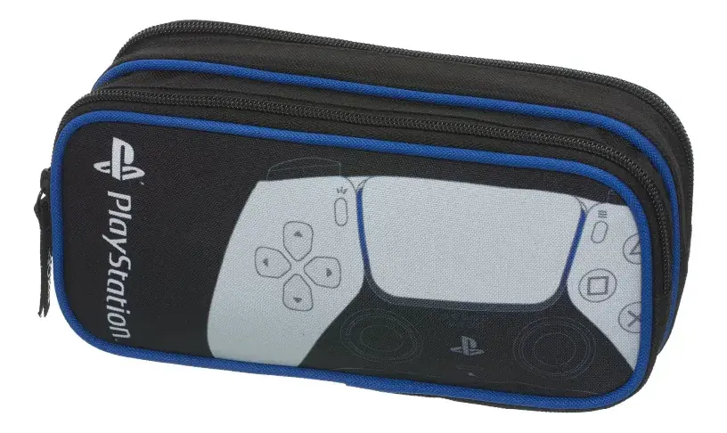 Cartuchera Escolar Doble Cierre Playstation Oganizador Pulse Negro Pulse