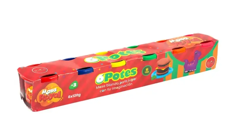 SET DE 6 POTES DE MASA ROYAL 120G - COLORES SURTIDOS