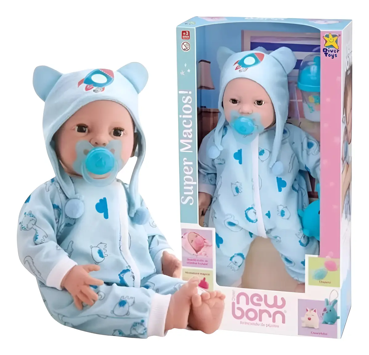 Bebe Divertoys New Born Pijama Goma 36cm Articulada
