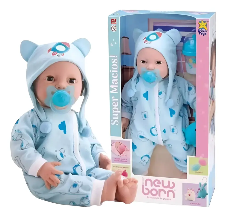 Bebe Divertoys New Born Pijama Goma 36cm Articulada