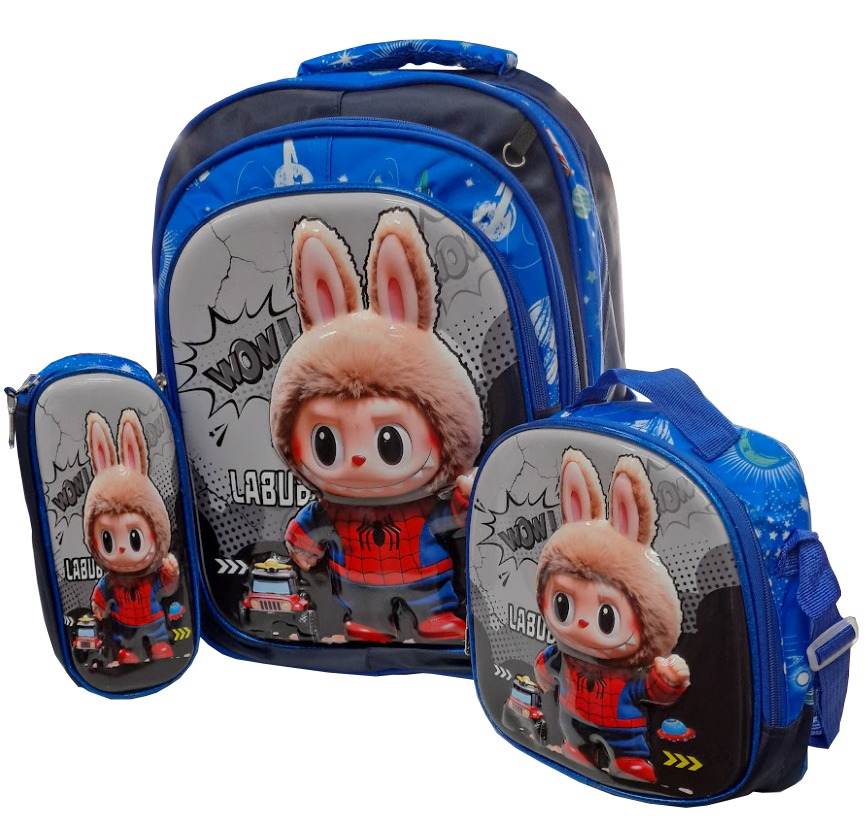Set Mochila 3d + Lunchera + Cartuchera Labubu