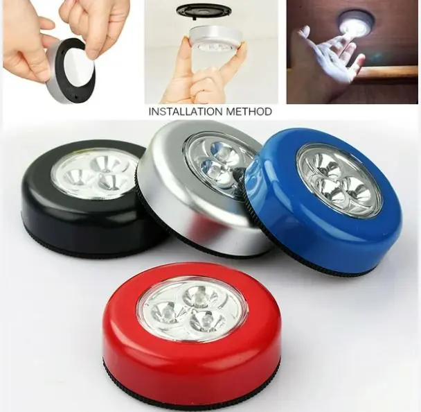 LUZ LED TACTIL ADHESIVA REDONDA  ROJA Y AZUL