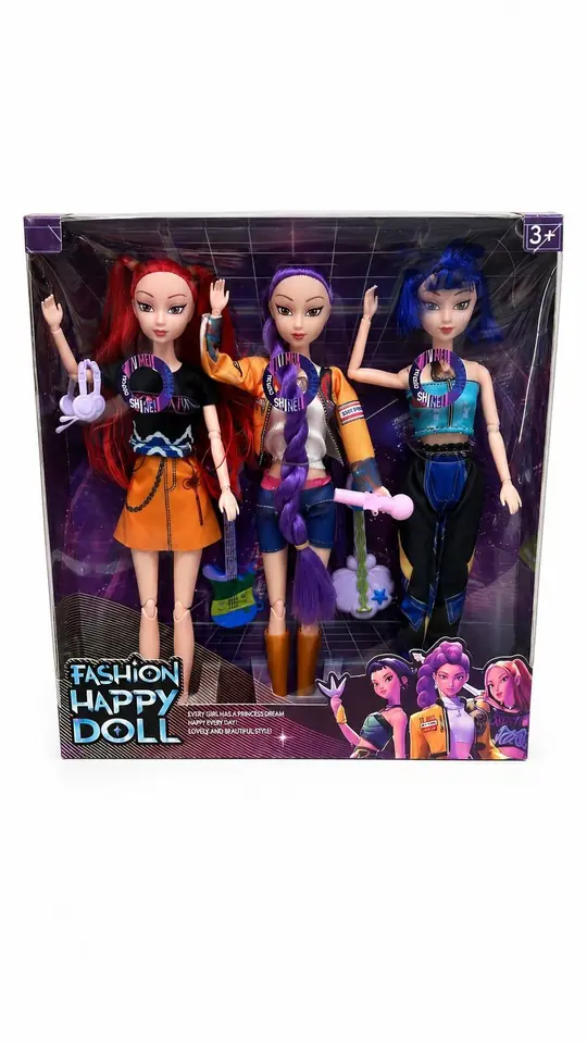 Kit De 3 Muñeca Kpop Guerreras Musica Y Accesorios