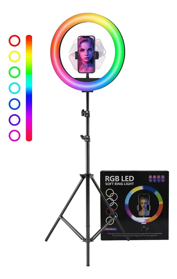 Tripode Extensible 2.1mts + Anillo Luz Led Rgb