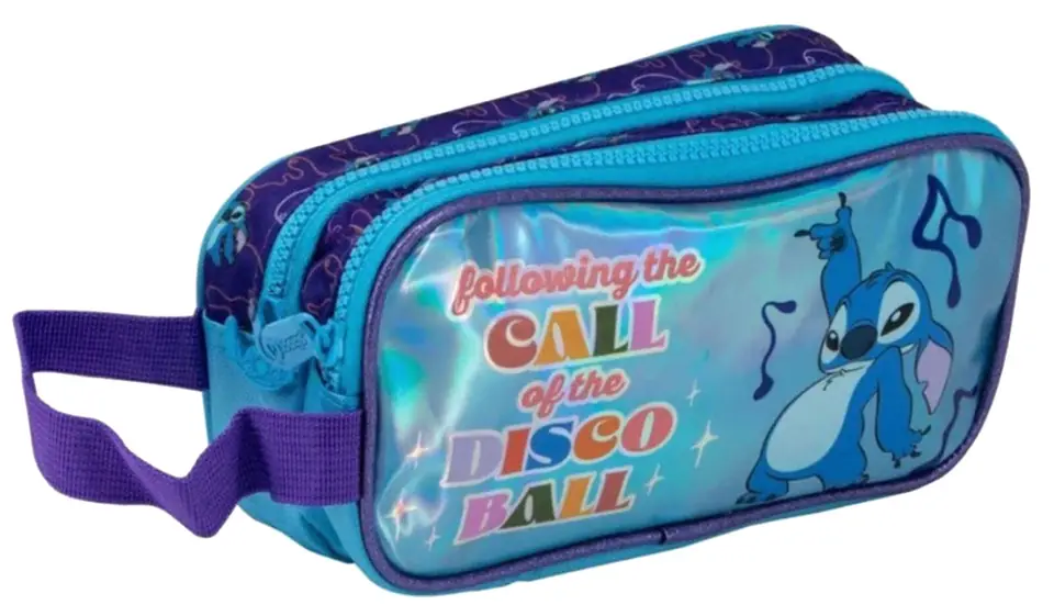 Cartuchera Stitch 2026 Con 2 Cierres Celeste