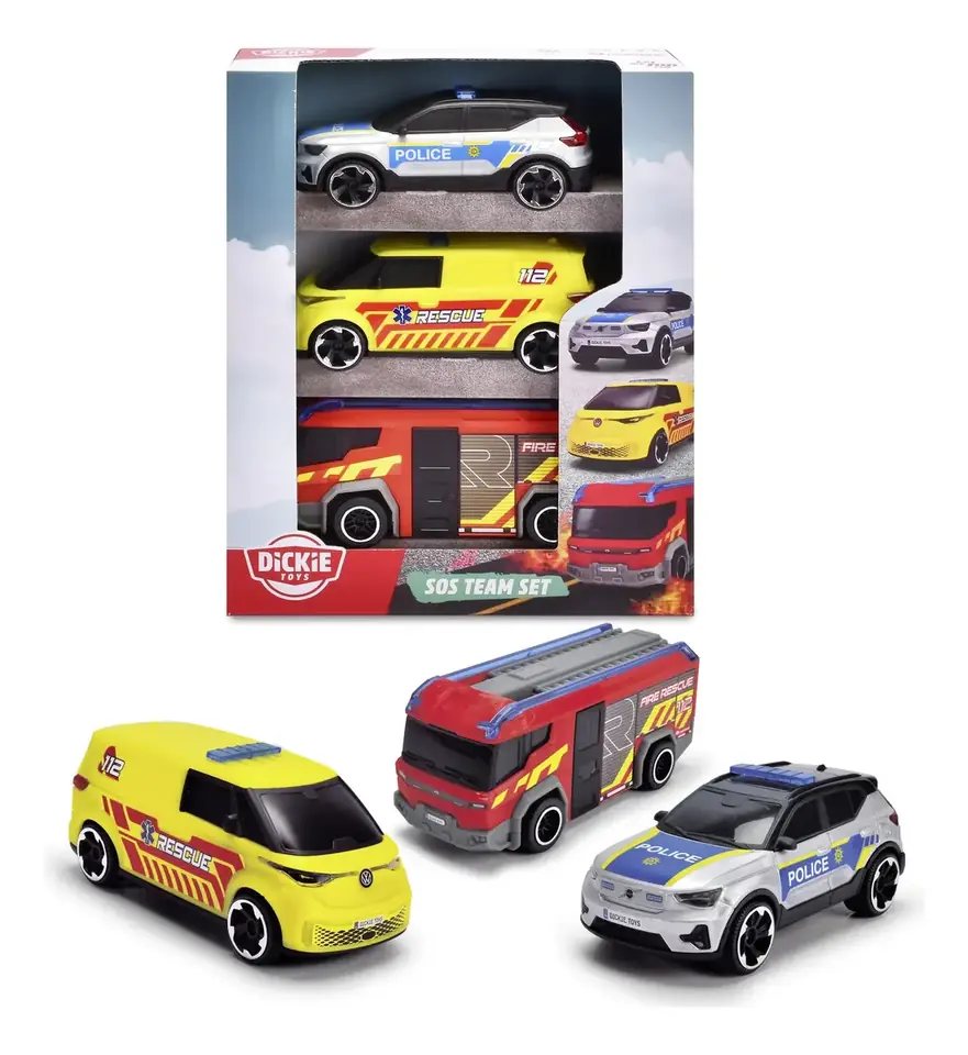 Dickie - Sos Team Pack X 3 Vehiculos 15 Cm Cada Uno