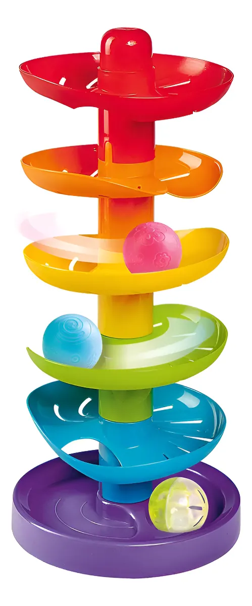 Juego Torre De Arcoiris 40cm Con 3 Pelotas Abc Colores Bebes Varios