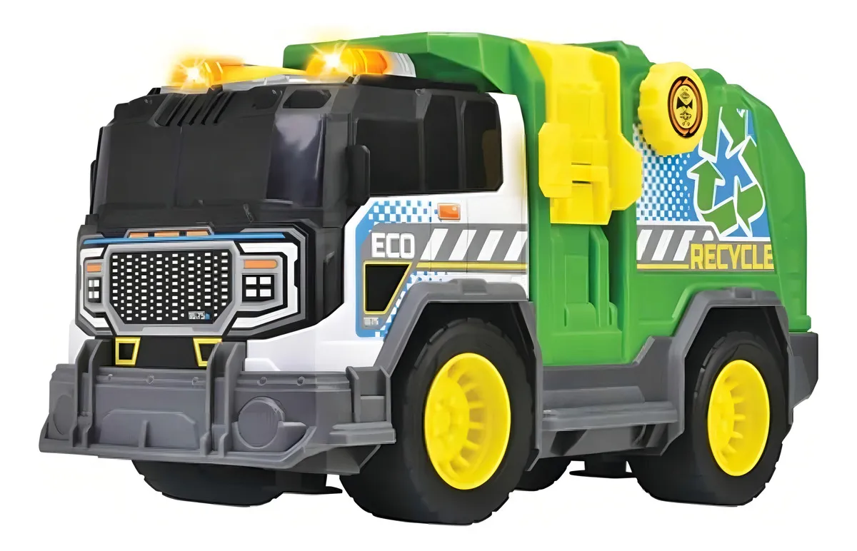 CAMIÓN RECICLADOR DE BASURA DICKIE TOYS CON LUCES Y SONIDOS RECYCLE TRUCK VERDE