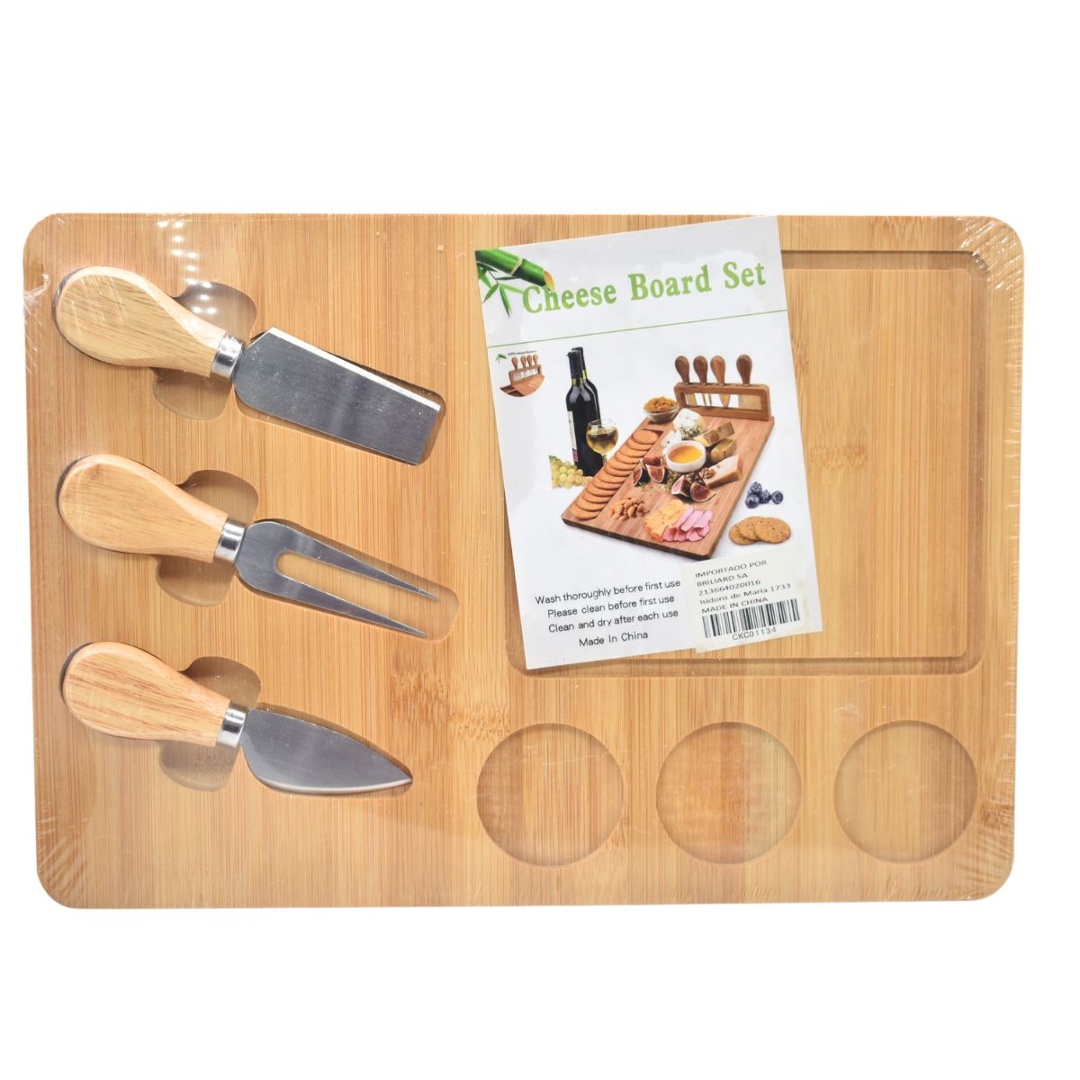 Tabla de bamboo para picadas con cubiertos 33x23x1.8cm