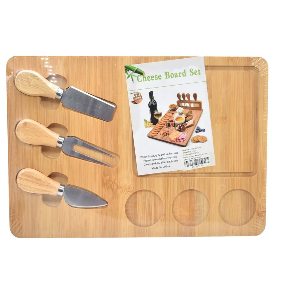 Tabla de bamboo para picadas con cubiertos 33x23x1.8cm