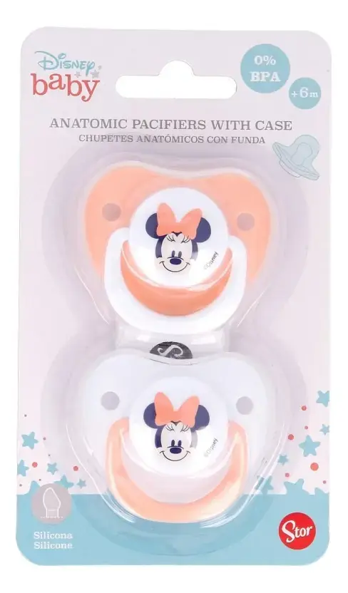 Pack X2 Chupetes De Silicona Anatómica Mickey Mouse 0-6 M Color Rosa Período De Edad 0-6 Meses