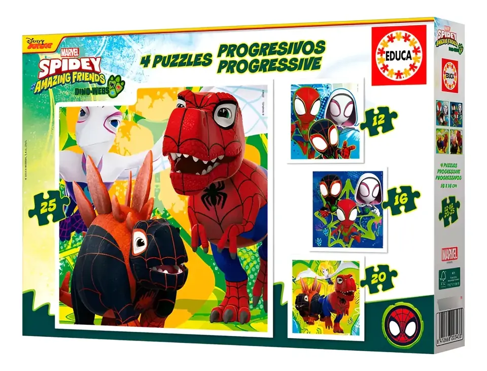 Cuatro Puzzles Progresivo Dino Spidey