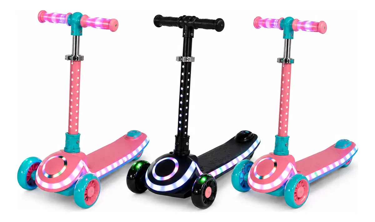 Tripatin Monopatin Scooter Para Niños Con Luces Led Rgb Calidad Premium  Colores disponibles:  AZUL-Negro -Verde con Rosa