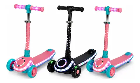 Tripatin Monopatin Scooter Para Niños Con Luces Led Rgb Calidad Premium  Colores disponibles:  AZUL-Negro -Verde con Rosa