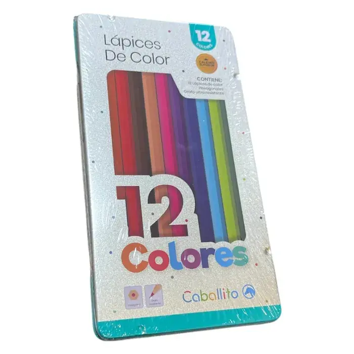 LAPICES DE COLOR CABALLITO ESTUCHE METAL X12