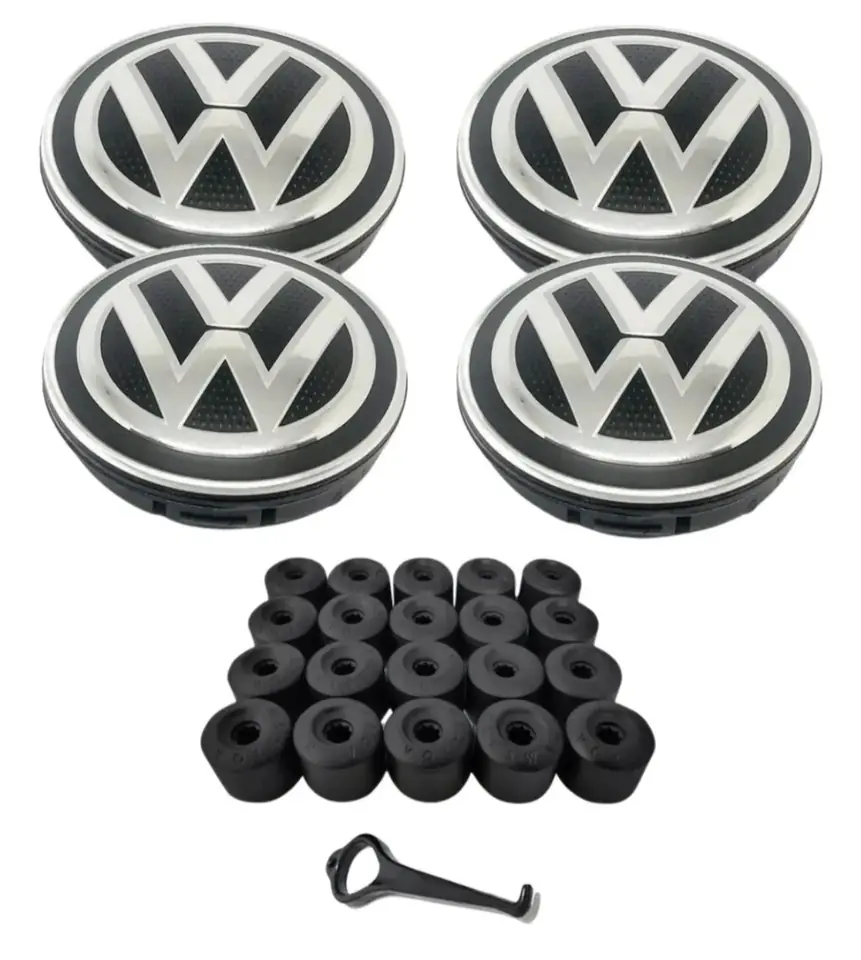Kit 4 Centros llanta + 20 Capas de Tornillos VW