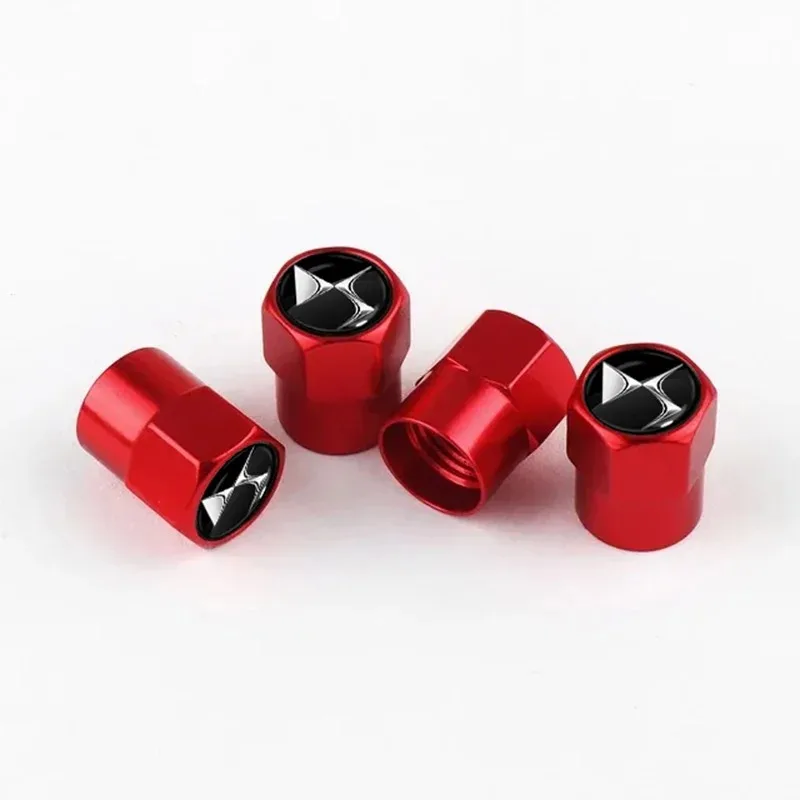 Juego 4 Tapas de Válvula Citroen DS Rojas