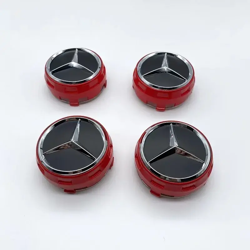 Juego 4 Centros Para Llanta Original Mercedes Benz 75mm Base Roja