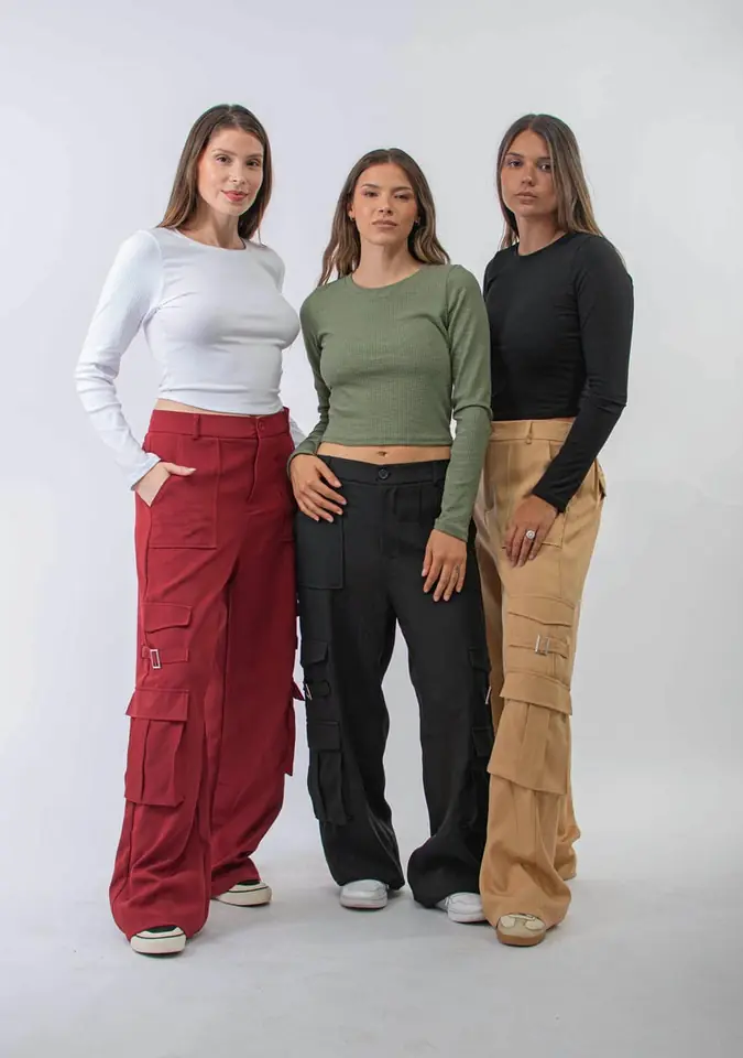 PANT WIDE LEG CARGO C/ DISEÑO 7672