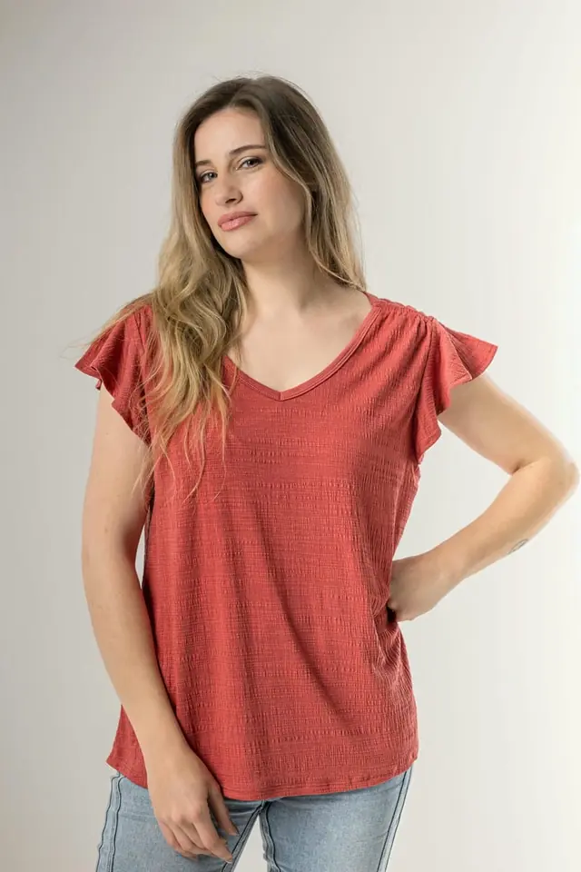 BLUSA C/ VOLADOS EN MANGA 8030