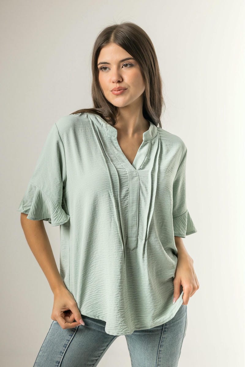 BLUSA C/ VOLADOS EN MANGA 8153