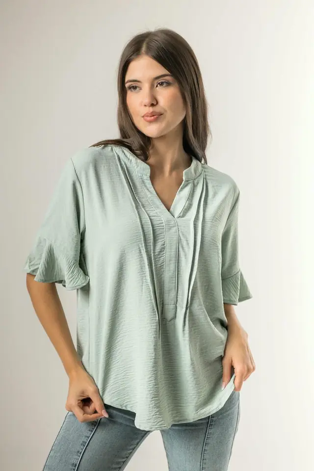 BLUSA C/ VOLADOS EN MANGA 8153
