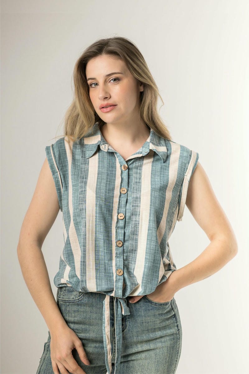 BLUSA A RAYAS ANUDADA 8059