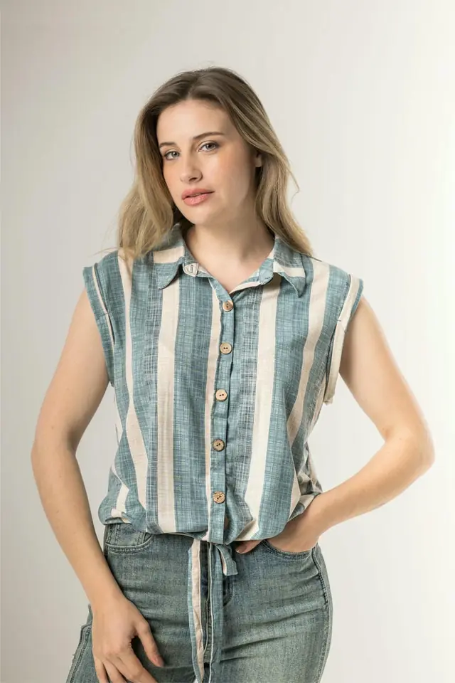 BLUSA A RAYAS ANUDADA 8059