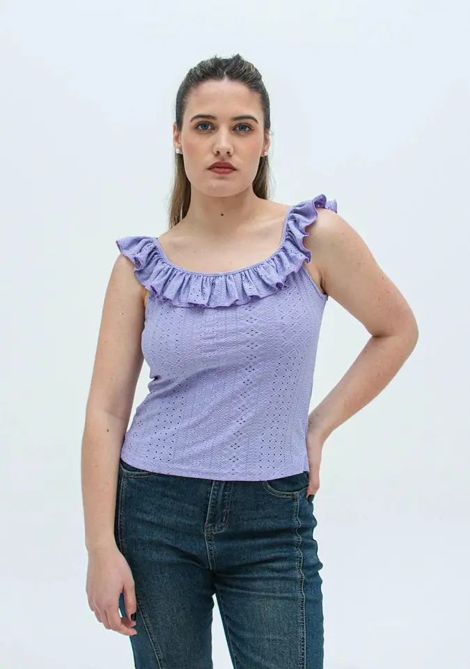 BLUSA BRODERIE C/ VOLADO 7254