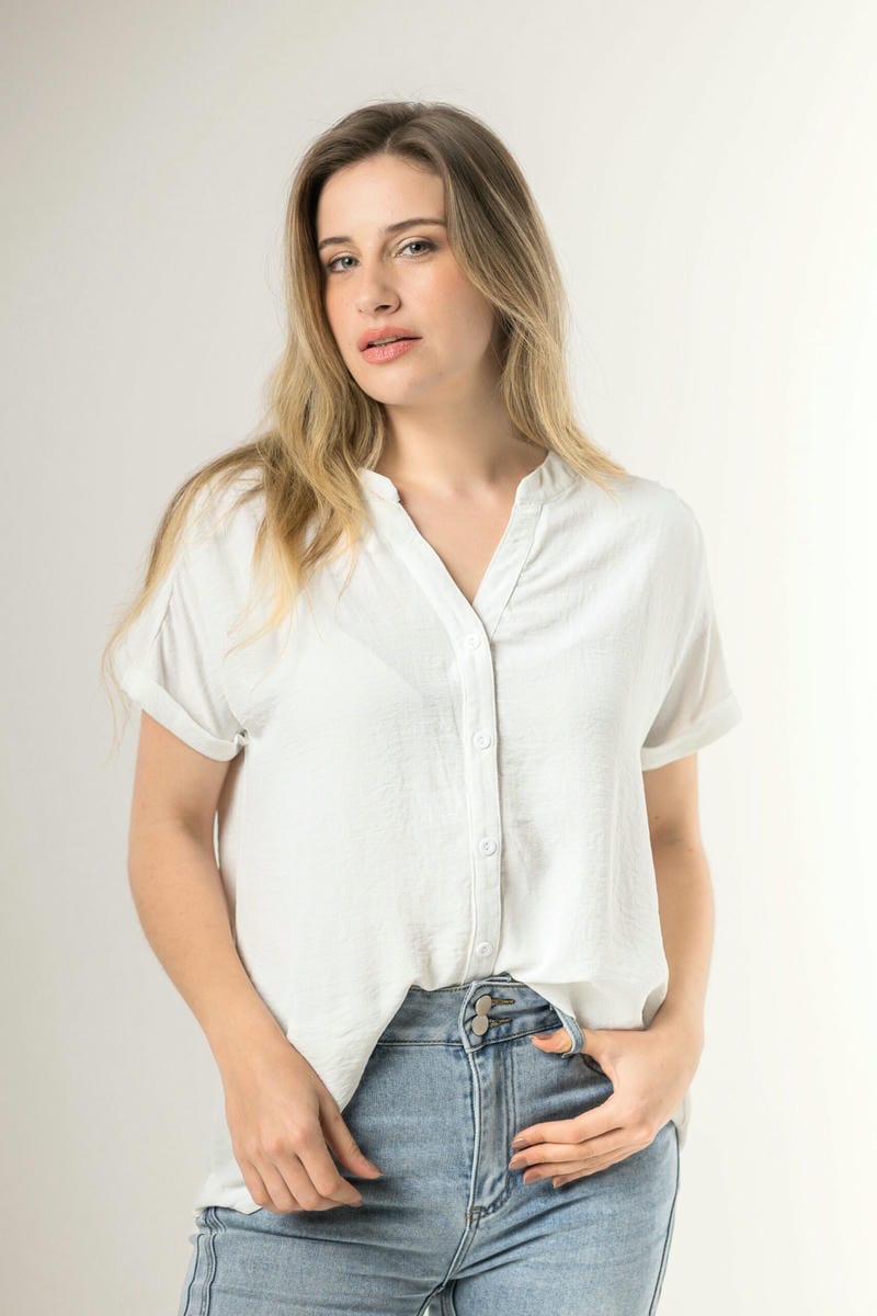 BLUSA C/ BOTONES CUELLO MAO 8109