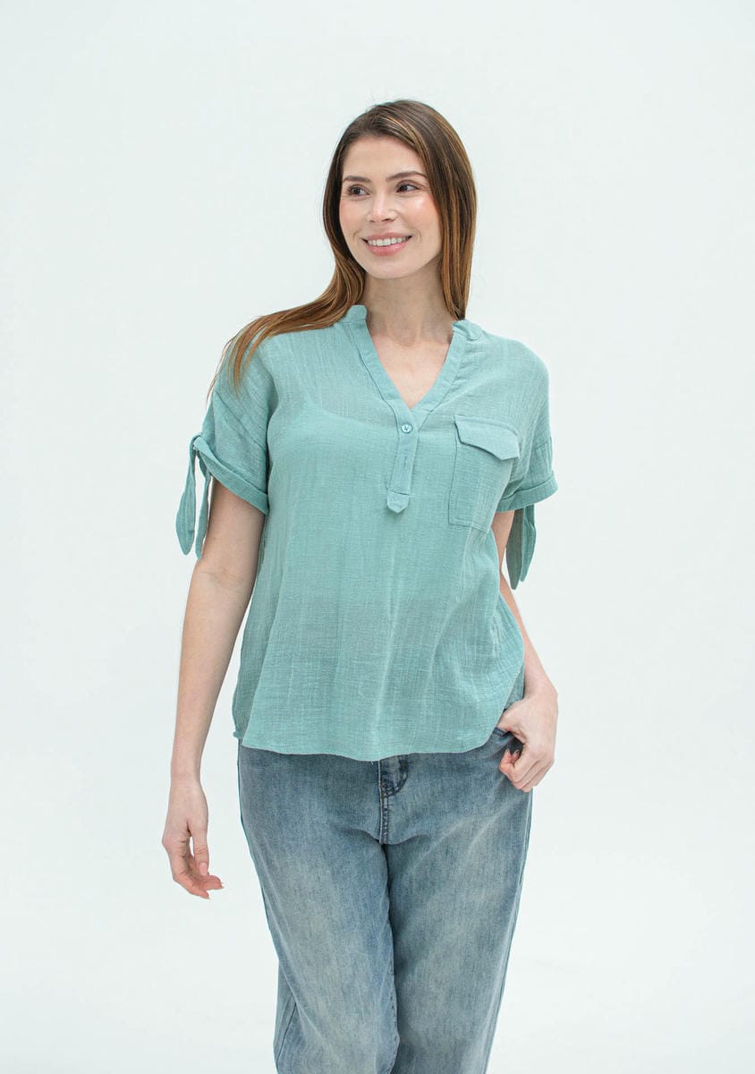 BLUSA C/ MANGA ANUDADA C/ BOLSILLO 7223