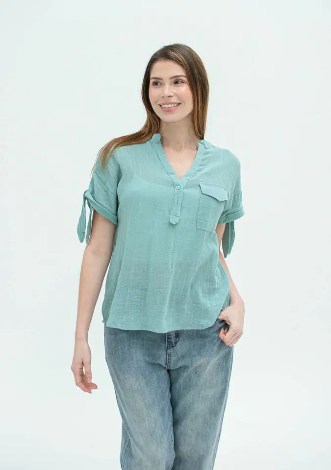 BLUSA C/ MANGA ANUDADA C/ BOLSILLO 7223