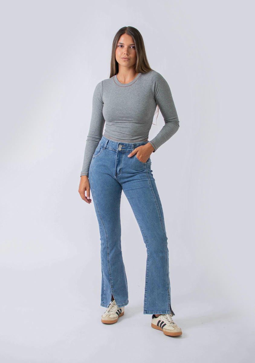 JEAN WIDE LEG CON DISEÑO C/ LYCRA 7685