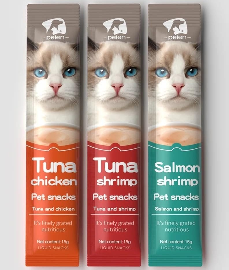 Snack líquido 3 sabores para gatos 15g Pelen - Pack de 6 unidades