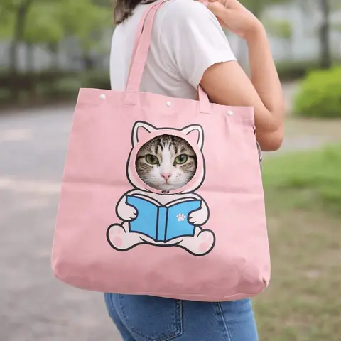 Bolso totebag de lona. Paseos con vista incluida! 44x44cm (Rosa)