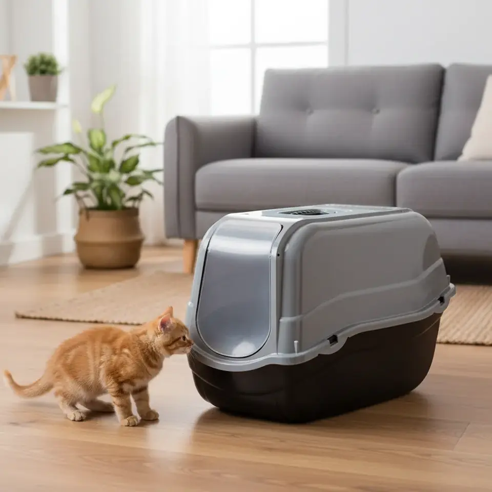 Arenero sanitario cerrado EcoLine Romeo 57x39x41cm. (Gris)