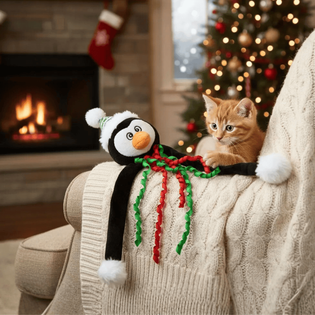 Peluche Pingüino Navideño para gatos y perros
