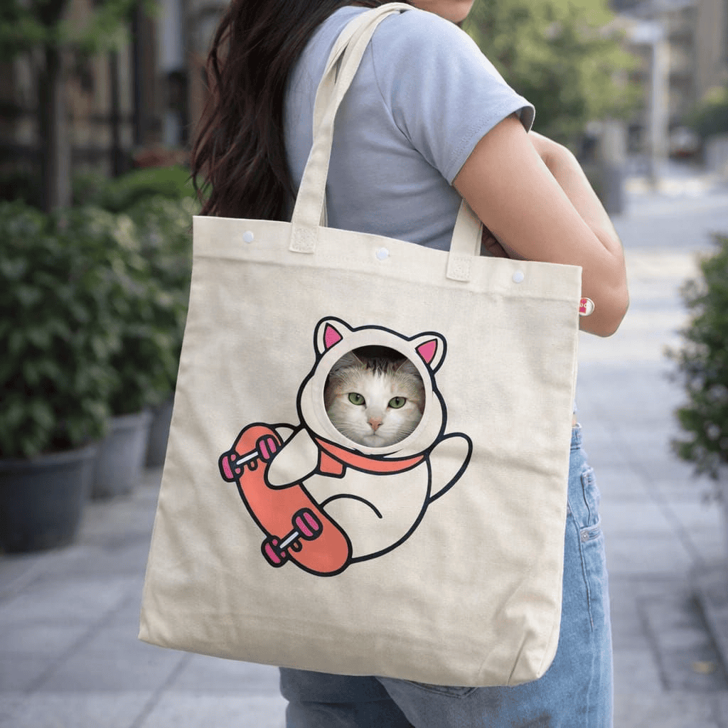 Bolso totebag de lona. Paseos con vista incluida! 44x44cm (Crema)