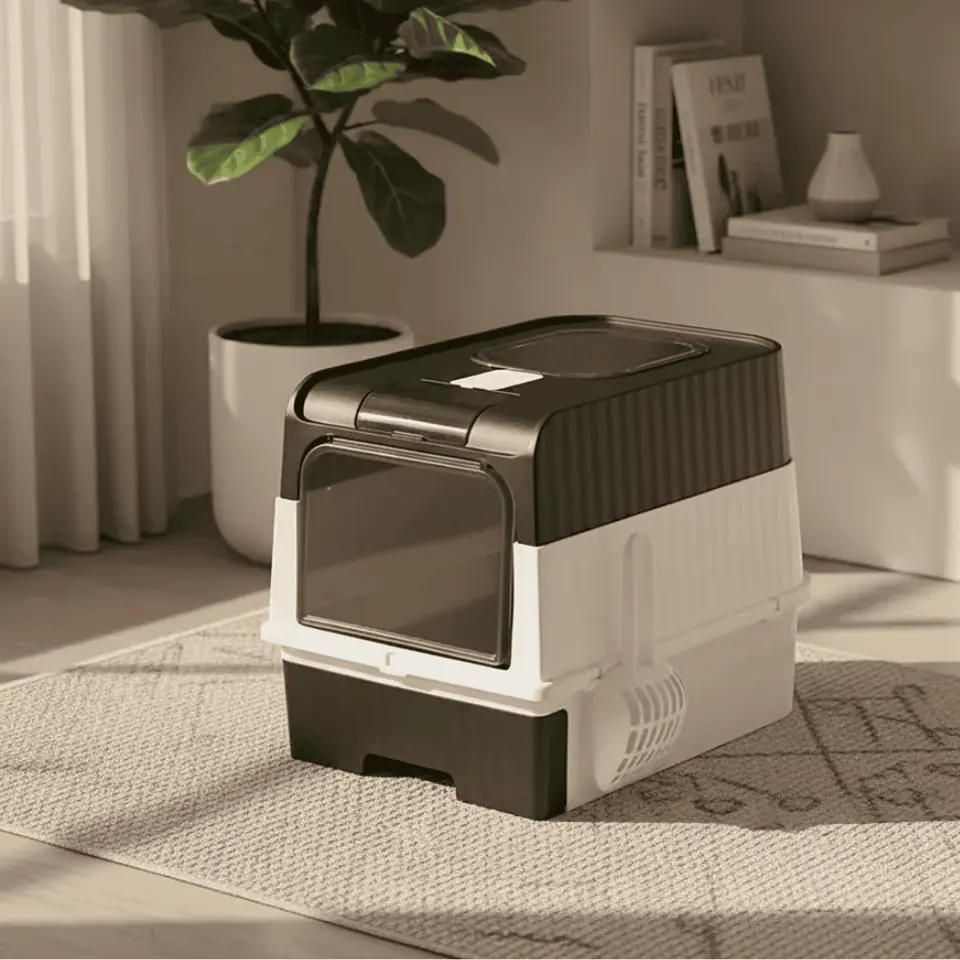 Sanitario arenero cerrado con salida superior 47x34,5x36,5cm. (Negro)