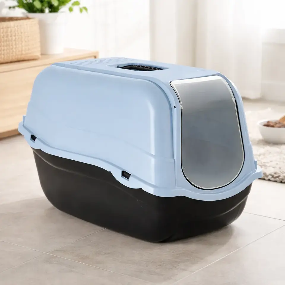 Arenero sanitario cerrado EcoLine Romeo 57x39x41cm. (Azul)